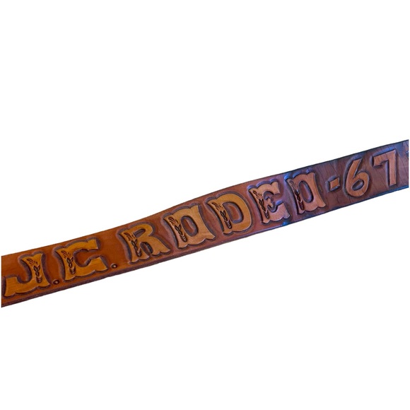 Western vintage  Rodeo Buckle and belt with tooled leather JC Rodeo 1967 sz 32 - Picture 4 of 5